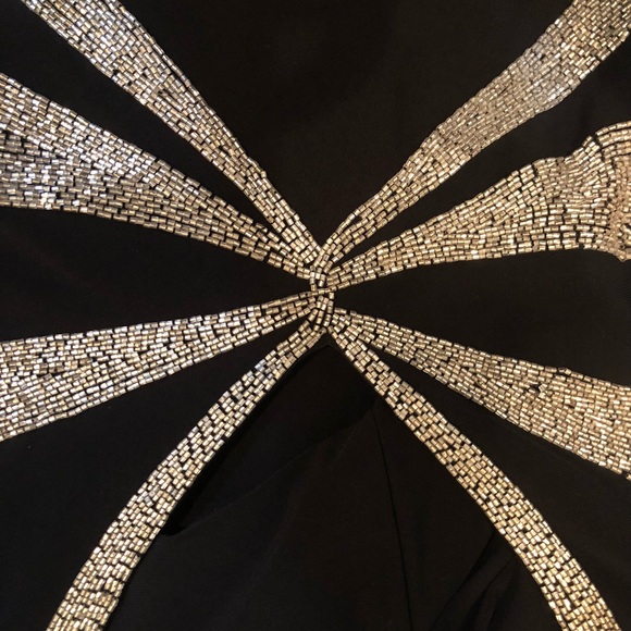 David’s Bridal halter black gown with beading - Picture 2 of 4